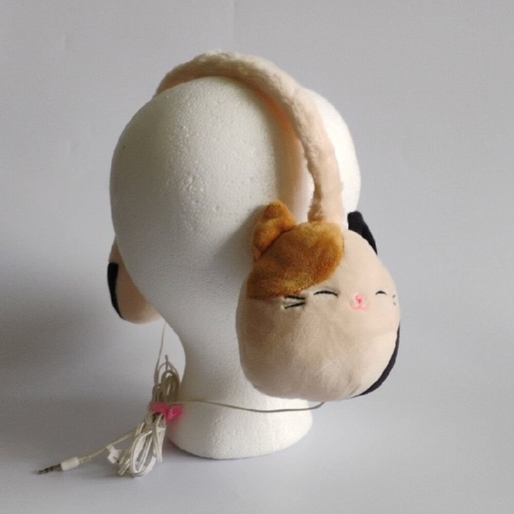 Squishmallows Kitty Cat Cream Tan and Black Comfy Soft Stuffy Cat Headphones
